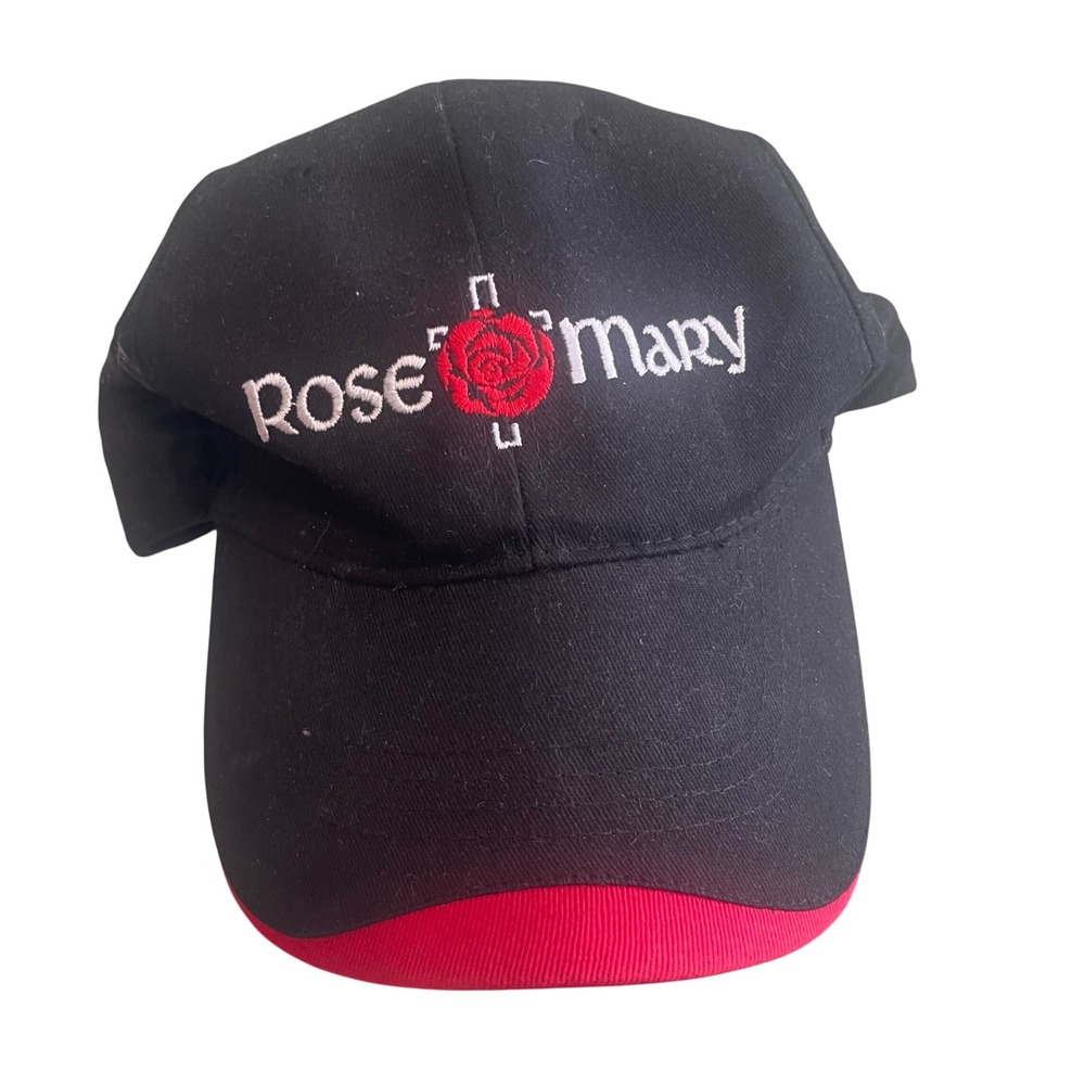 Hit Wear Womens Rose Mary Cotton Embroidered Adjustable Strap Baseball Cap Black